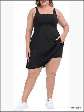Plus Size Tennis Dress with Built-in Shorts & Bra for Active Wear